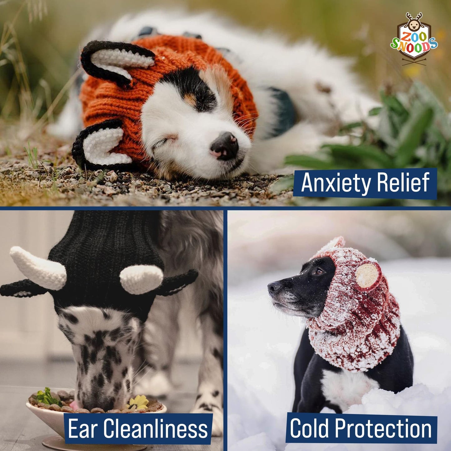Zoo Snoods Lion Costume - Knit Mane Dog Snood Ear Wrap for Pets, Warm Neck Cover for Halloween and Winter (Medium)