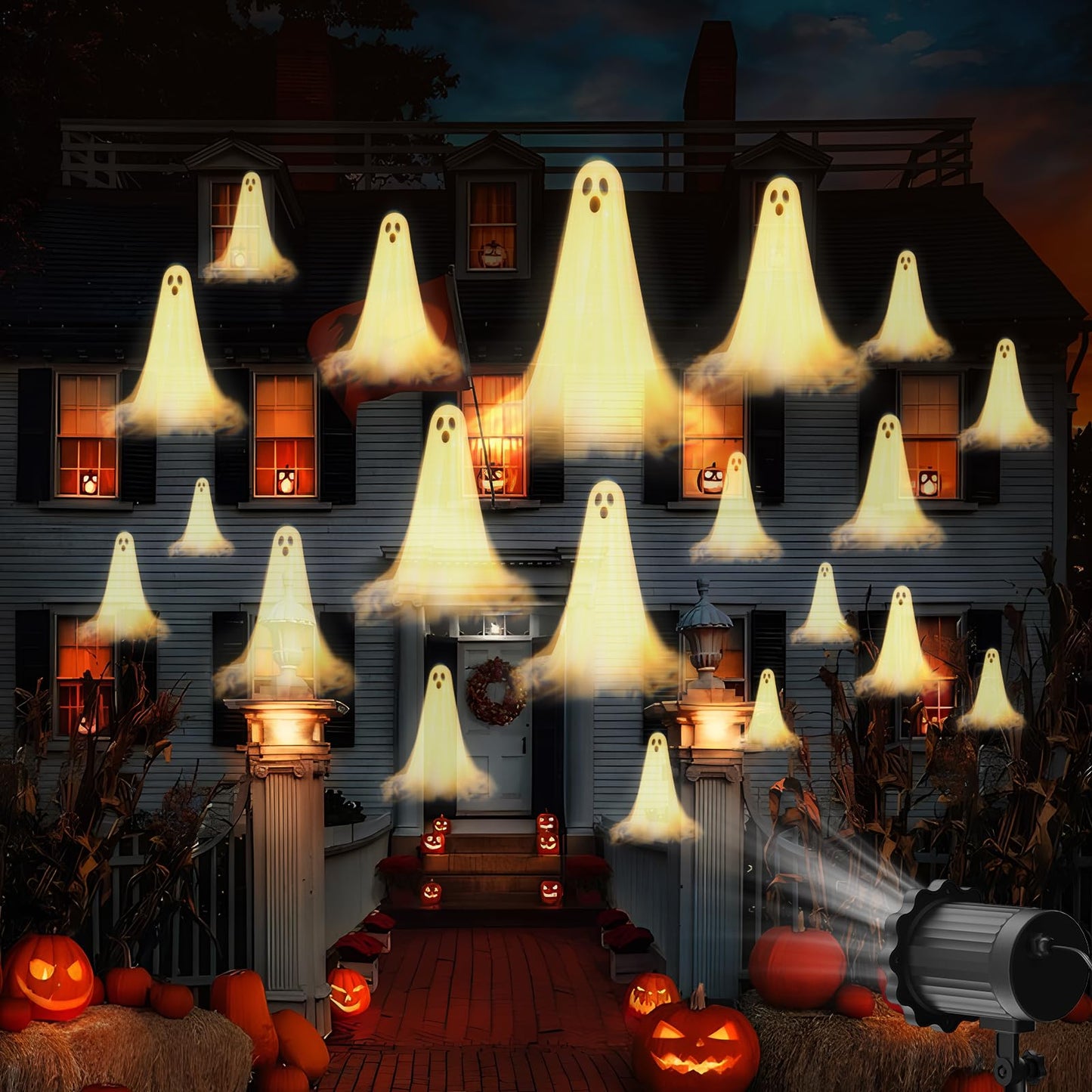 Halloween Projector Lights Outdoor,2025 Upgraded 3D Dynamic Ghost Decorations Light,Clearer Ghost HD Patterns,Night Light for Home Window Wall Halloween Decor