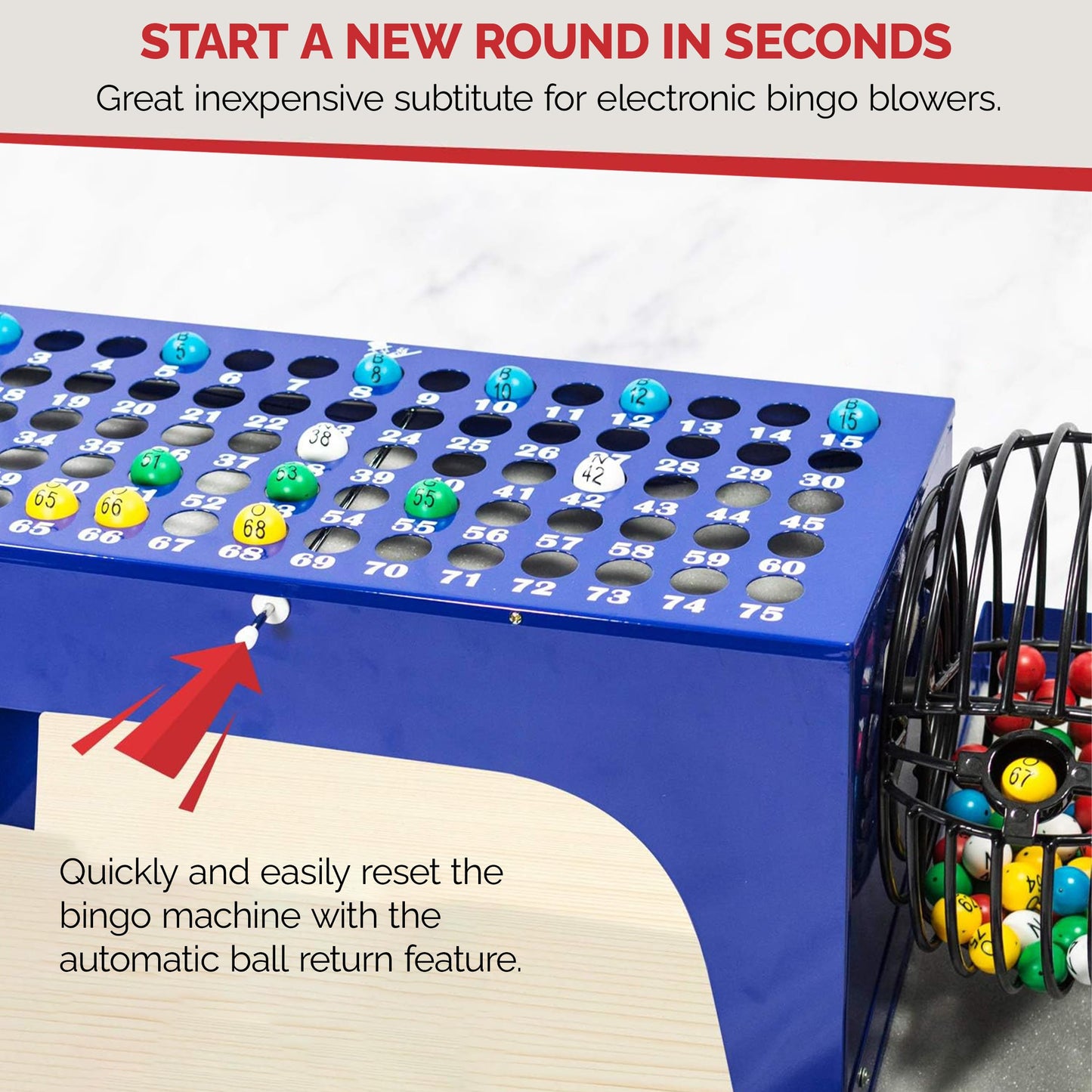 MR CHIPS Bingo Game Deluxe Set with Cage, 7/8 Inch Balls and Master Board All-in-One Table Top Professional Machine