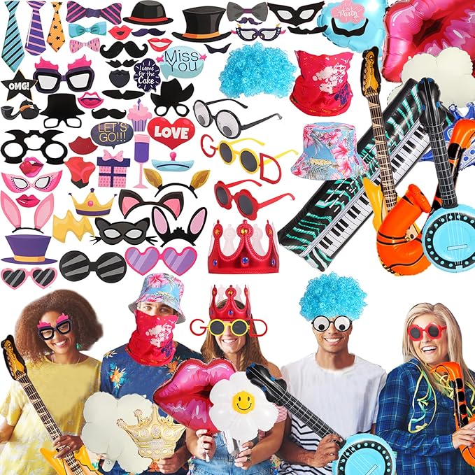 Large Funny Photo Booth Props for Adults, Photo Booth Props Set for New Years, Birthday, Wedding, Bachelorette, All Theme ...