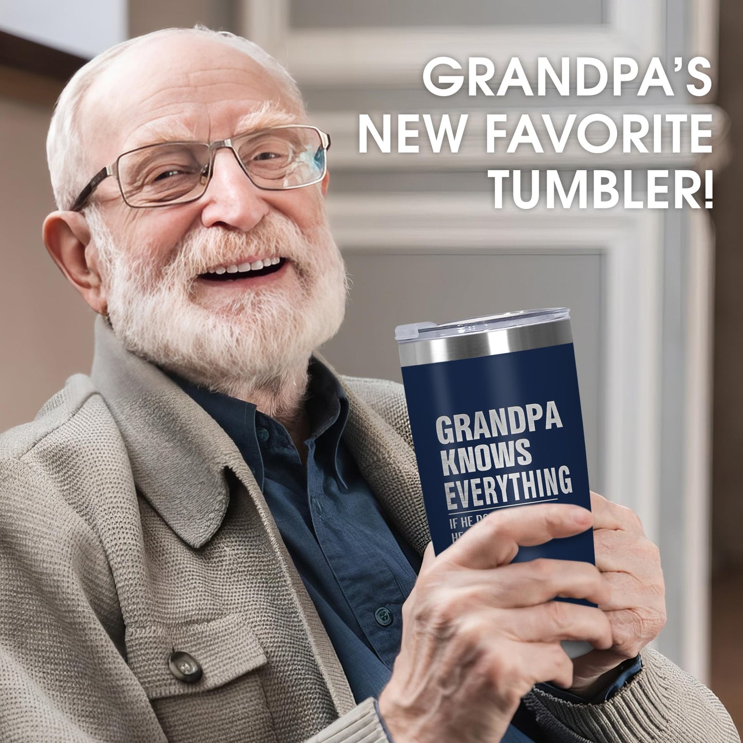 AXIARA Grandpa Gifts from Grandkids - Stainless Steel Insulated Coffee Tumbler with Lid 20 oz - Grandpa Father's Day Gift from Grandkids, Fathers Day Birthday Gifts for Men, Funny Tumbler for Men