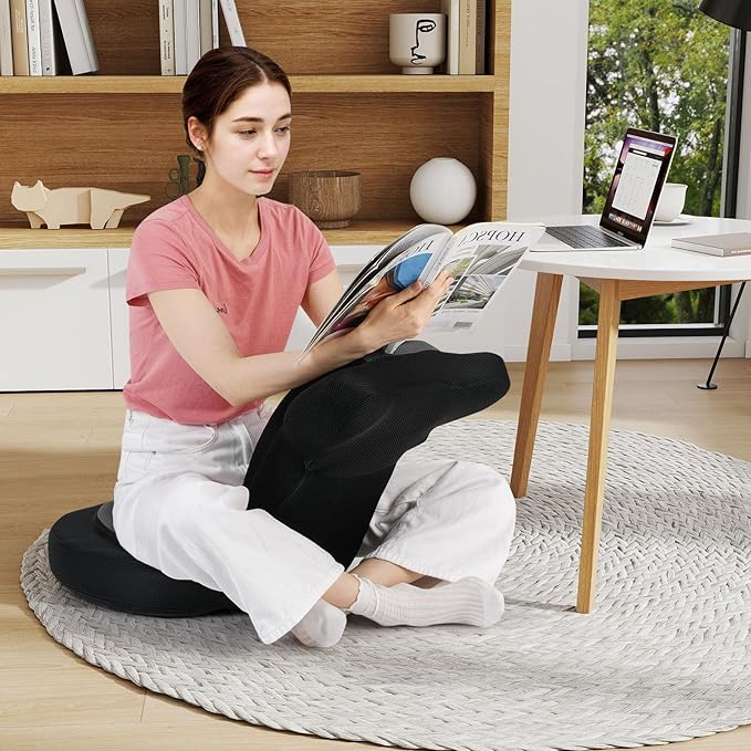 Giantex Floor Chair for Adults, Floor Gaming Chair with 5-Level Adjustable Backrest and 14 Headrest Positions, Breathable Mesh Cover, Seating Lounge Chair for Reading, Meditation, Watching TV (Gray)