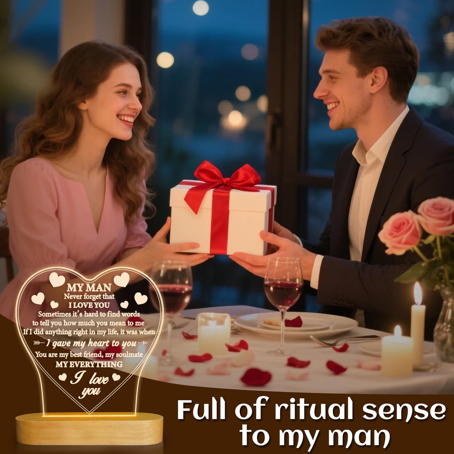Anywin Gifts for Him, I Love U to My Husband's Gifts with Warm Light for Home Decor, Gifts for Birthday, Xmas,Holidays, A Thankyou Gifts for Him Husband Boyfriend My Man