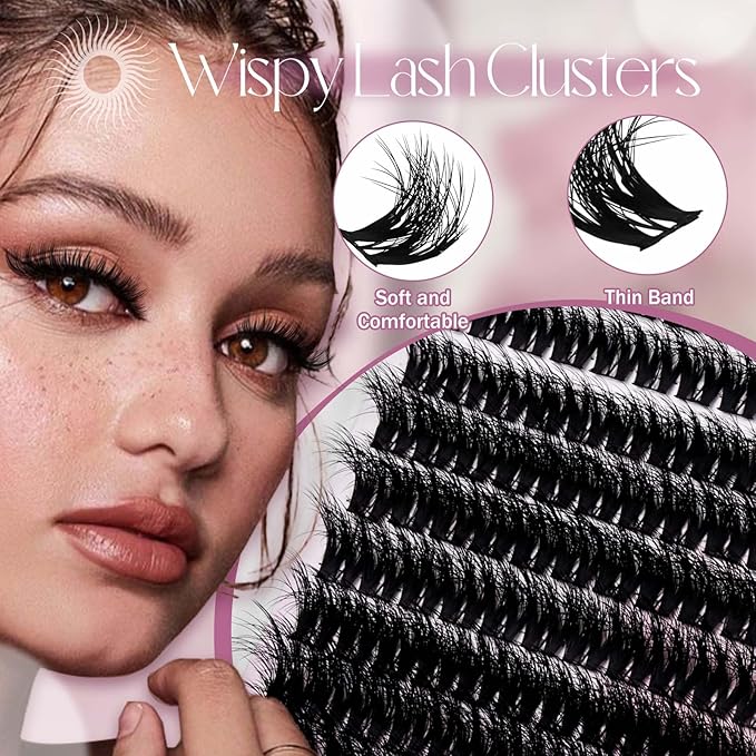 FADLASH Lash Extension Kit Lash Clusters Kit 12-18mm Cluster Lashes Eyelash Exctensions with Lash Bond and Seal and Lash Tweezers DIY at Home (L01 Kit)