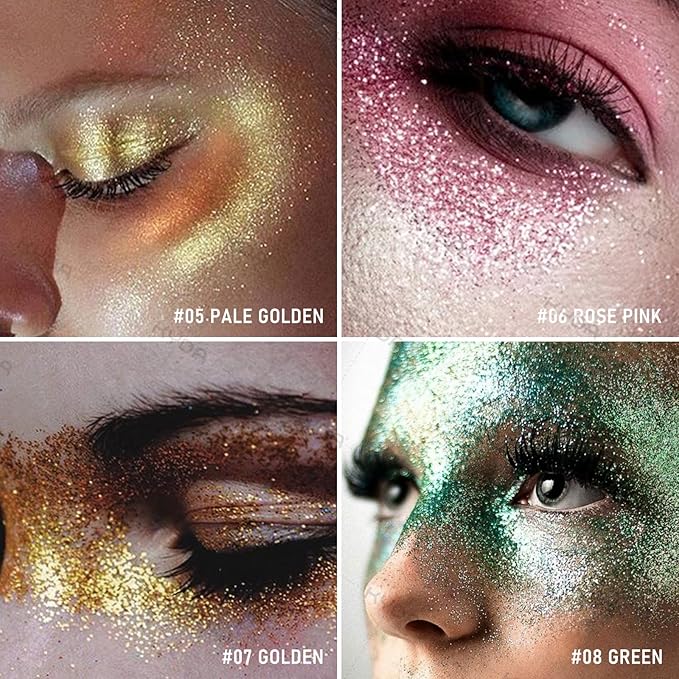 KYDA Highlighter Powder Spray, High Glossy Shimmer Sparkling Powder for Face and Body Glitter Makeup, Body Glitter Spray, Golden