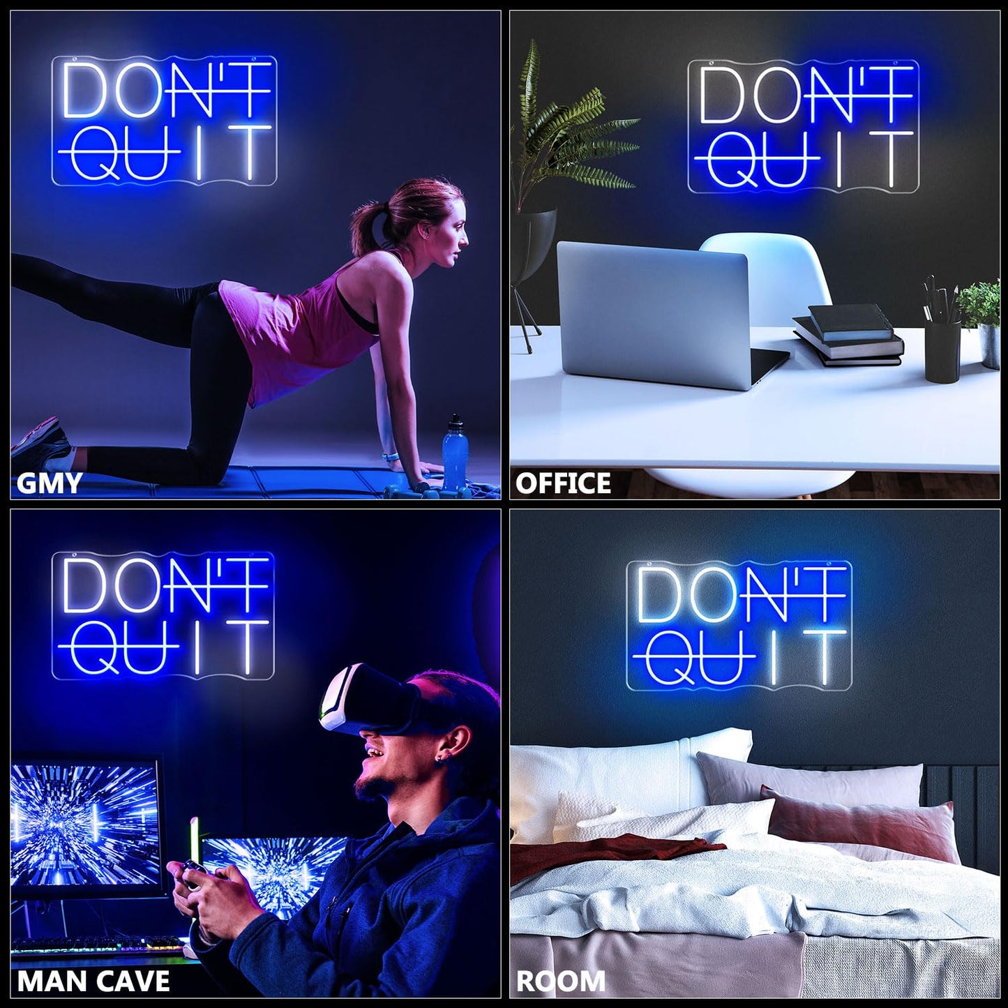 DON'T QUIT Neon Signs for Wall Decor, Dimmable LED Neon Light Sign, Words Led Lights for Bedroom Man Cave Office Gym Party Gamer Room Decorations, Powered by USB Wall Decor Aesthetic