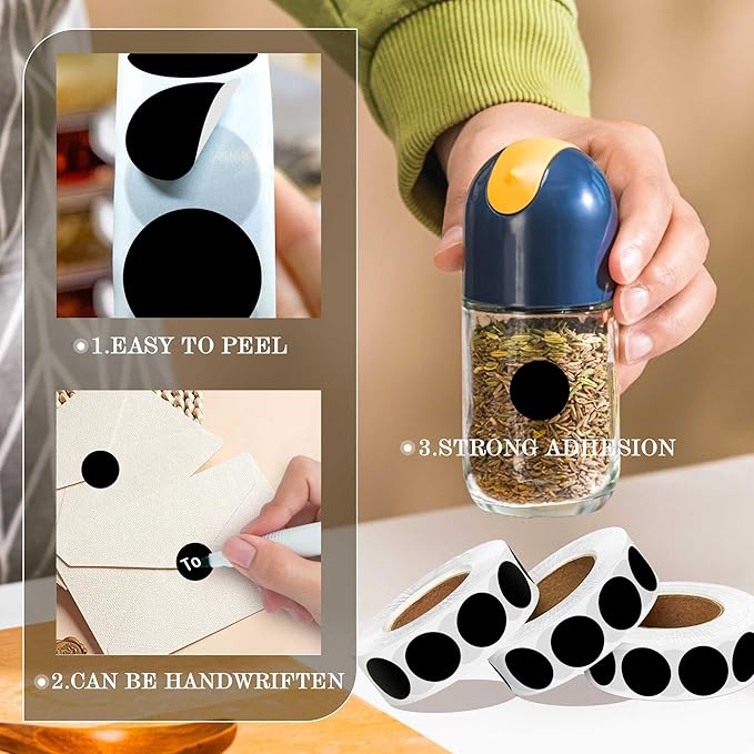 0.75 Inch 4Rolls 4000pcs Colorful Dots Sealing Stickers,3/4"Round Permanent Adhesive Color Coding Labels,Black Dots Stickers for Home Decorative, Storage Bins, Moving Containers & Organization