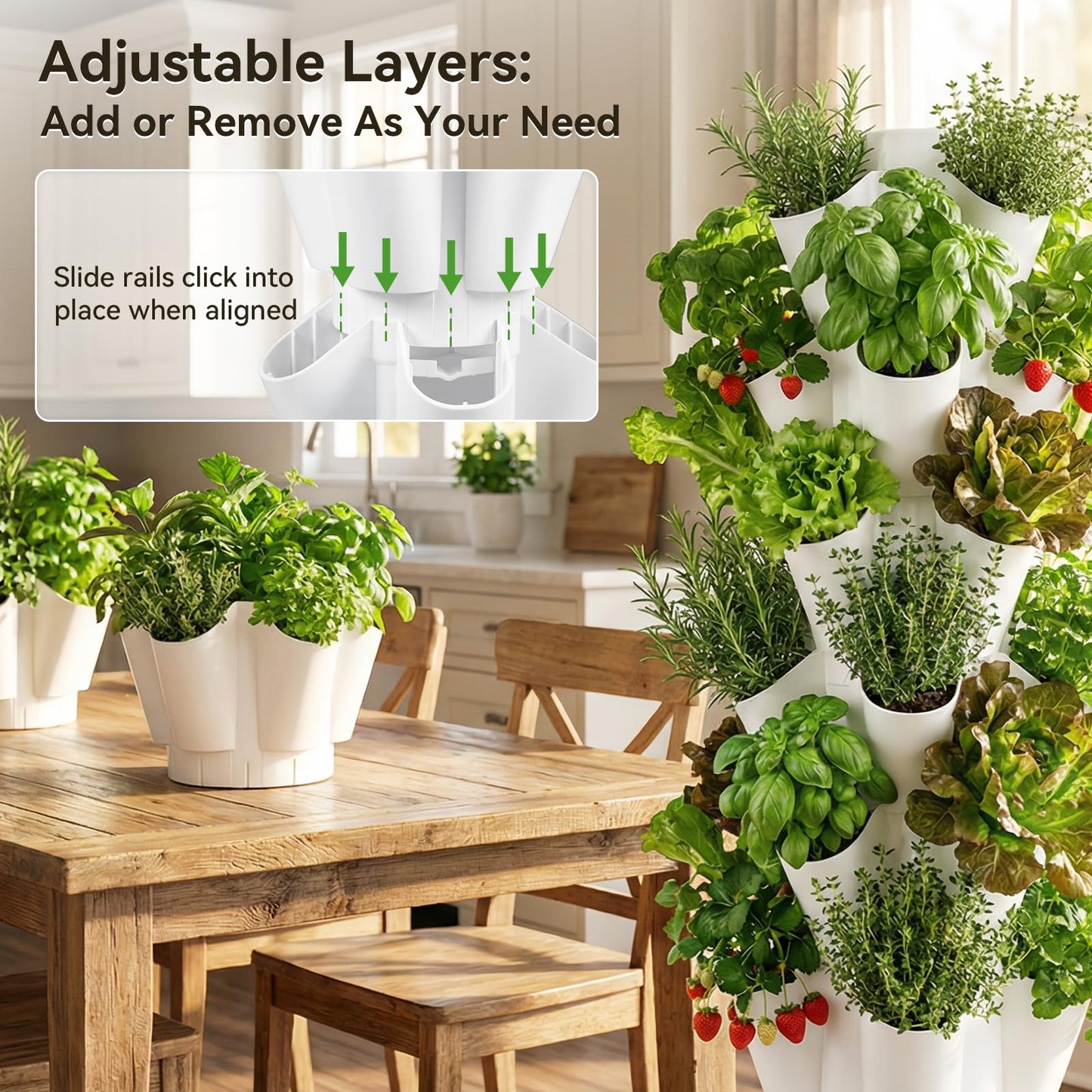 BAOSHISHAN Hydroponics Tower, 40 Pods 8 Tiers Vertical Hydroponic Growing Tower with Automatic Water Circulation for Leafy Greens and Herbs