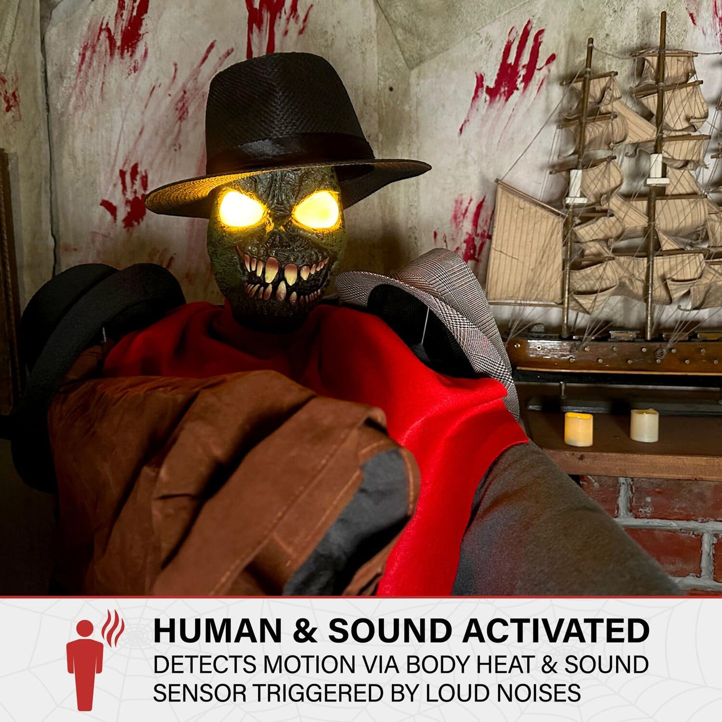 Haunted Hill Farm Life-Size Animatronic Coatrack Monster by Tekky Halloween Decoration with Motion-Activated Sounds