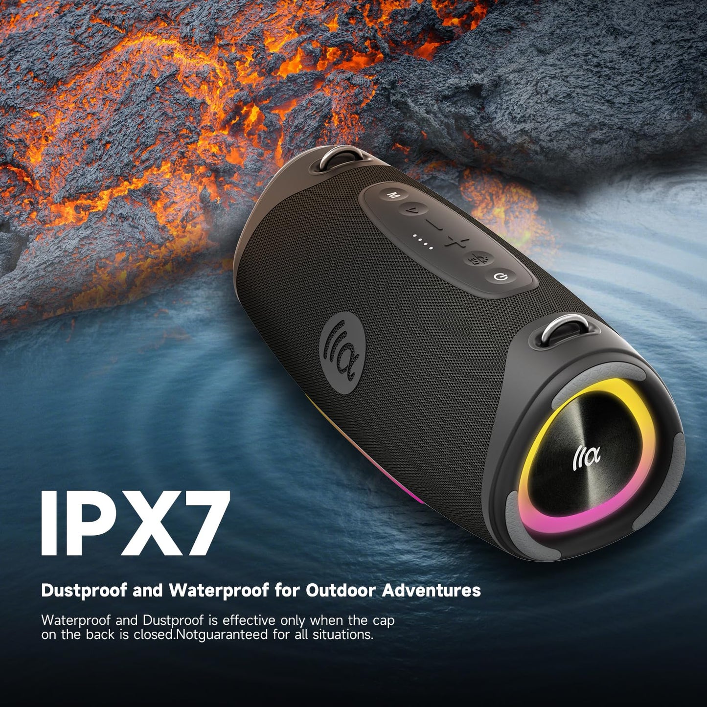 TAZATA Portable Bluetooth Speaker,IPX7 Waterproof 80W Loud Stereo Sound Wireless Outdoor Speaker for Pool,Shower,Camping Bike Use,8H Playtime