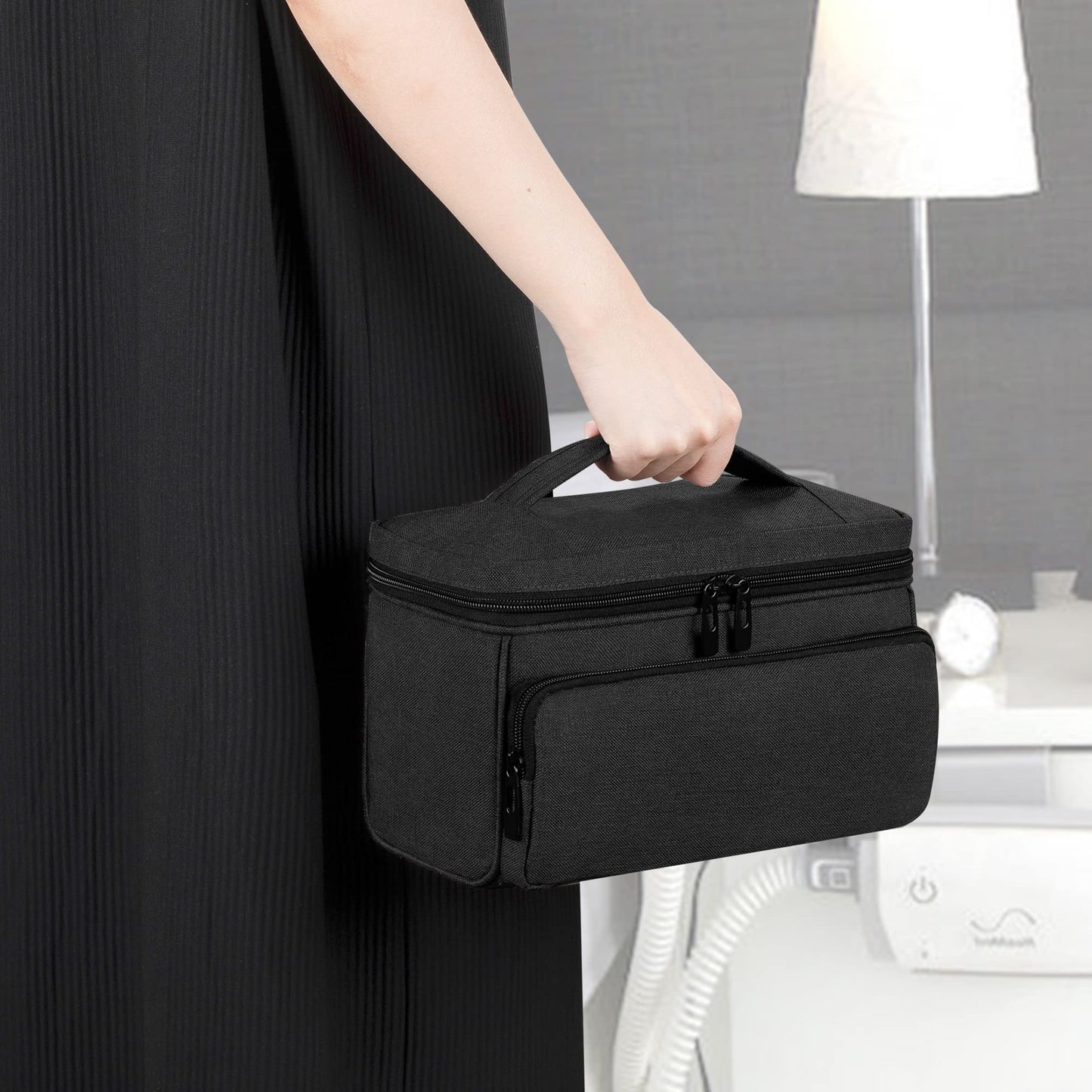 CURMIO CPAP Travel Bag Compatible for ResMed AirMini, Machine Carrying Case for Supplies, Black (Empty Bag Only, Patent Design)