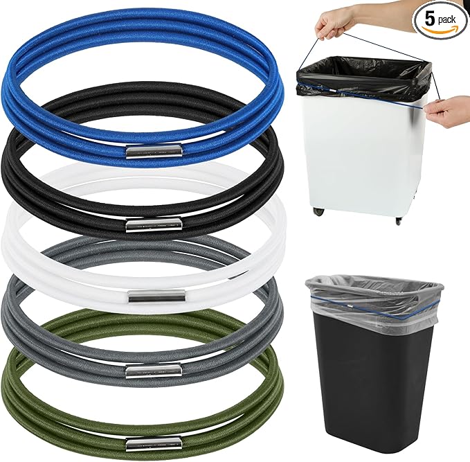 5 Pcs Trash Can Bands Trash Can Rubber Bands Large Elastic Band for 13 To 30 Gallon Garbage Cans Stretch Garbage Bag Band for Kitchen Office School