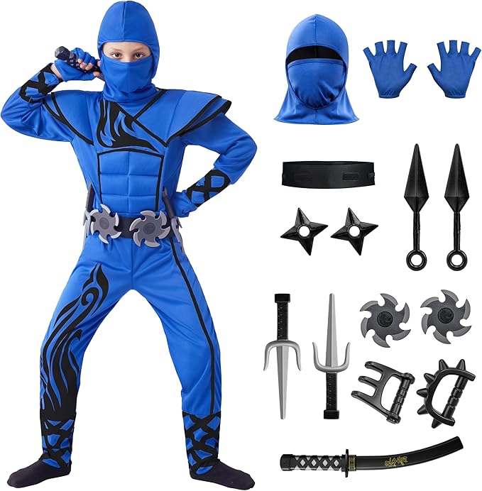 Spooktacular Creations Kids Halloween Ninja Costume, Ninja Costume for Boys, Teen Halloween Costumes for DressUp Themed Party