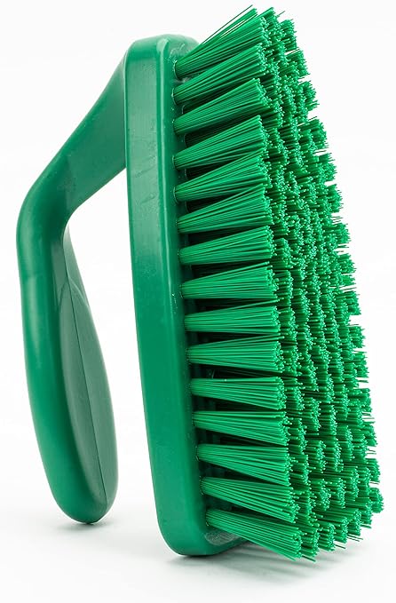 SPARTA Scrub Brush with Iron Shaped Handle and Stiff Bristles, Heavy Duty Scrubber Brush for Kitchen, Bathroom, Shower, Tile, Sink, Carpet and Bakepans, Polypropylene, 6 Inches, Green, (Pack of 6)