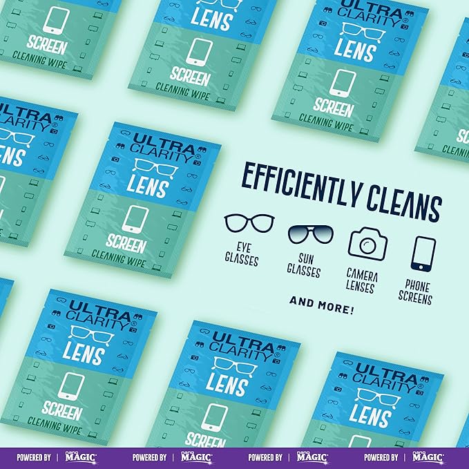 Powered by Nano Magic Lens Cleaner for Eyeglasses and Screens 210 Pack | Optical Grade Pre Moistened Nonabrasive Sheets for Coated Eyeglasses, Sunglasses, Goggles, Optics