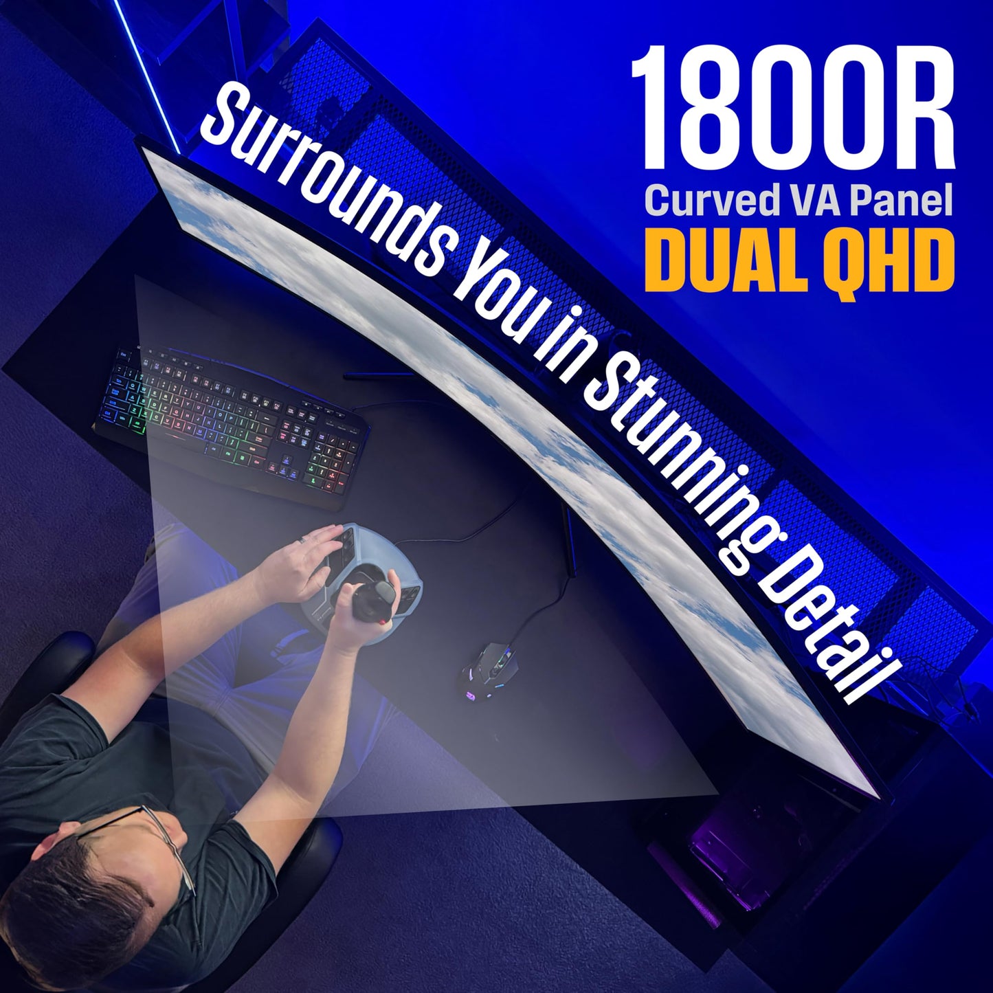 Westinghouse 49 Inch Curved Gaming Monitor, UWDQHD(5120 x 1440P), 3000:1 Contrast Ratio, 124% sRGB, 120Hz, 1800R, AMD FreeSync, Eyecare, Built-in Speakers, Tilt/Height/Swivel, HDMI, DisplayPort, USB-C