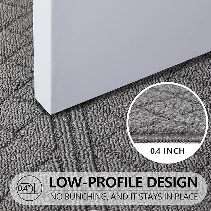 REFETONE Indoor Doormat, Front Back Door Mat 36"x60" Absorbent Rubber Backing Non Slip Door Mats, Low-Profile Resist Dirt Entrance Rugs, Machine Washable Door Rug Inside Floor Mat for Entryway, Grey
