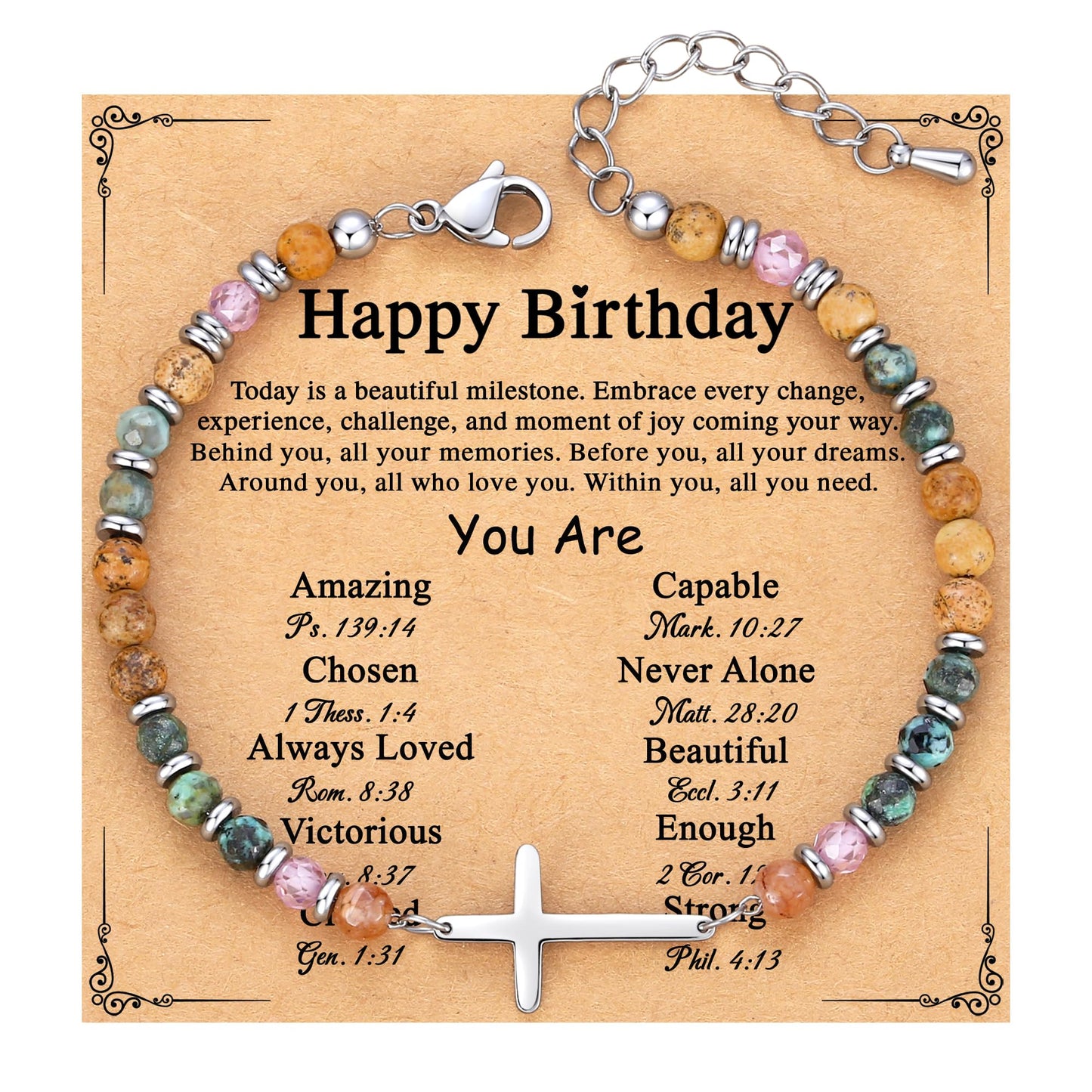 TONY & SANDY Birthday Gifts for Women, 30th 40th 50th 60th 70th 80th Birthday Gifts for Women Unique, Cross Bracelet, Happy Bday Presents for Her, Best Friend, Mom, Sister, Daughter, Wife