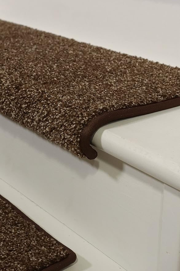 Oak Valley Designs™ Rounded Bullnose Carpet Stair Treads - Anti Slip Indoor Stair Mats for Wooden Stairs, Style: Stoney Brook, Black Walnut 35" W X 9.75" D (Set of 14)