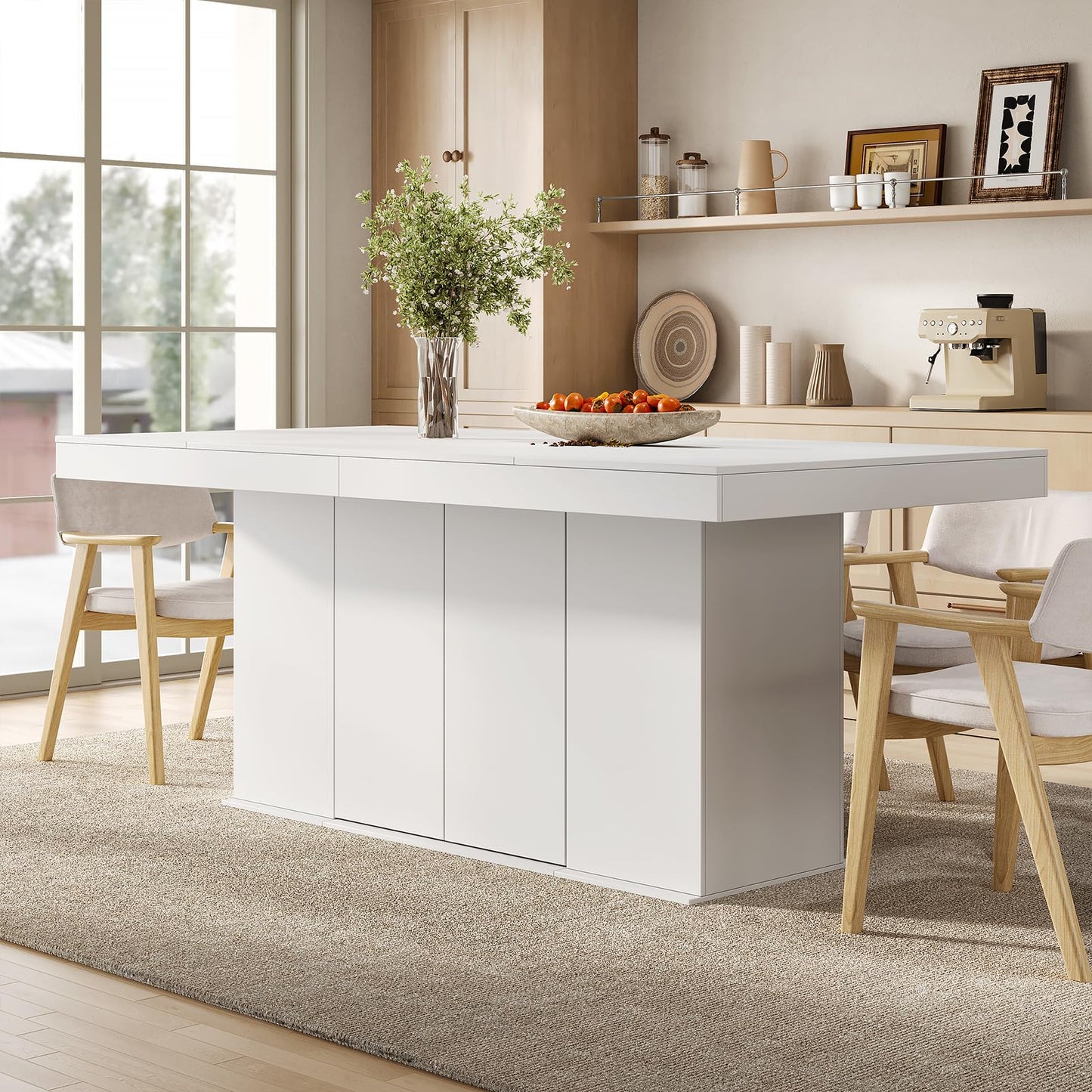 ZORPLIX Counter Height Dining Table for 6-8 People, 78" Large Dining Room Table with Storage Cabinet, Rectangular Kitchen Table for Kitchen, Dining Room, Living Room