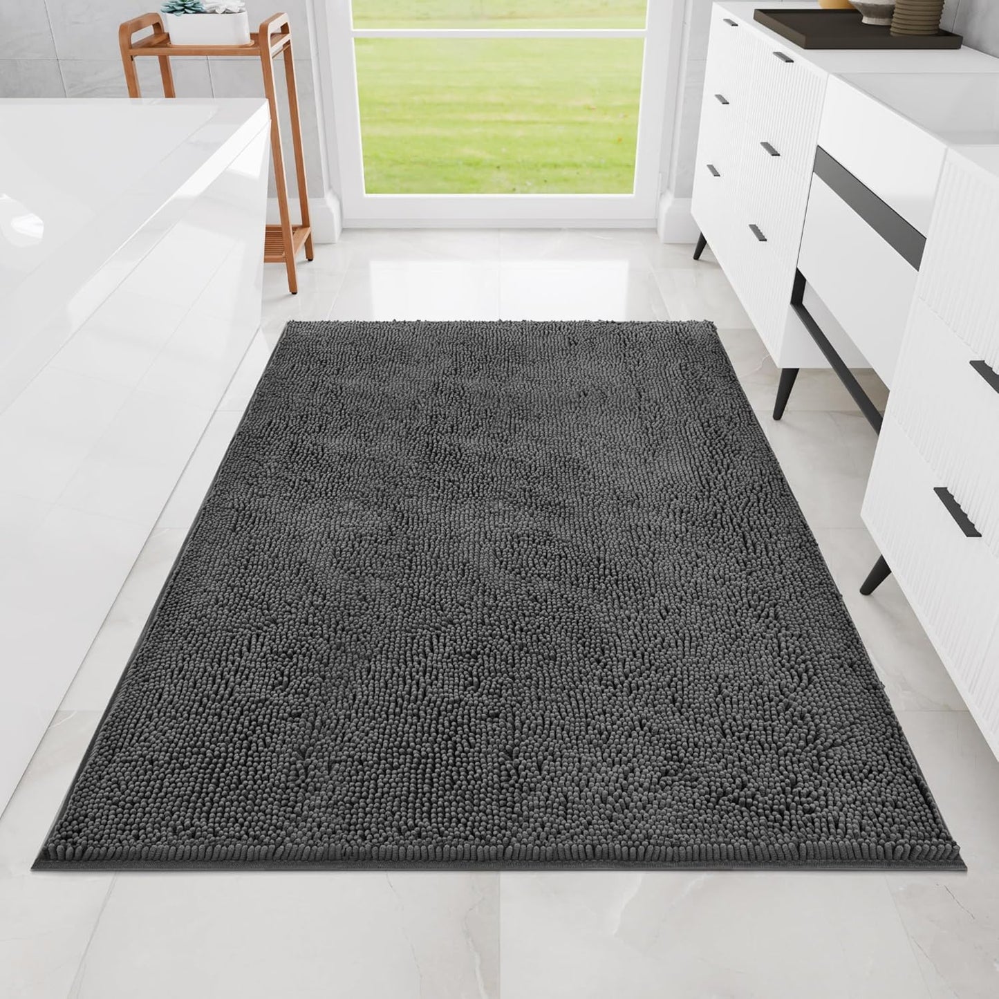 Bathroom Rugs 72"x48", Ultra-Soft Bath Rugs Quick Dry, Non Slip Absorbent Chenille Bath Mats for Bathroom Floor, Tub, Shower, Toilet, Machine Washable, Grey
