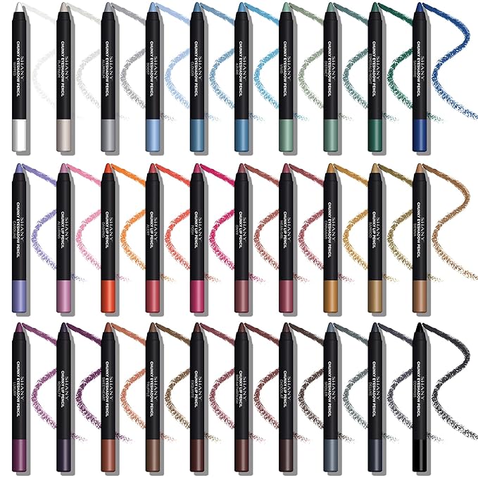 SHANY Chunky Eyeshadow Pencils Lip Liner, Eyeliner, Eye Pencils - Multi-Use Chunky Pencils for Eye Shadow, Lip Makeup, Lipstick with Vitamin E,Aloe Vera - Gift Box - Set of 30 Colors