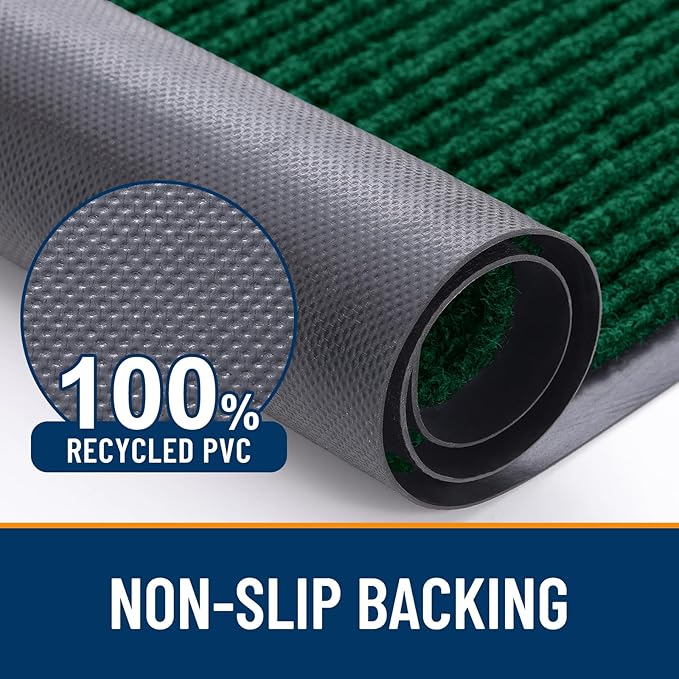 OLANLY Front Door Mat Indoor Outdoor Entrance, Waterproof Heavy Duty Doormat, Fade Resistant, Low Profile, Easy Clean Patio Porch Welcome Floor Mats for Entry, 59x30, Green