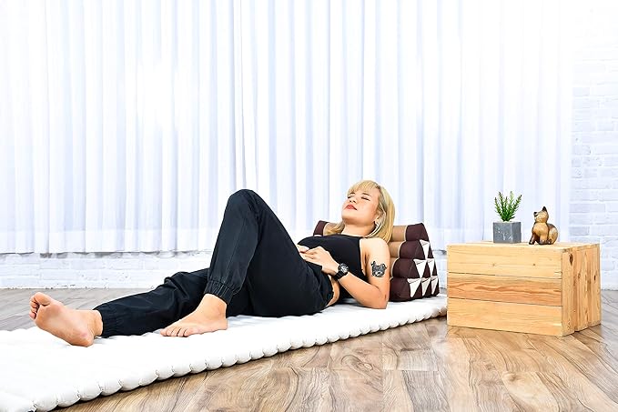 Leewadee Triangle Cushion – Comfortable Backrest for TV or Reading, Incline Pillow for Relaxing Made of Kapok, 20 x 13 x 13 inches, Brown