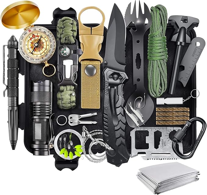 LAUFARY Survival Kits 30 in 1, Christmas Birth Day Gift for Men Women Adventure Lovers, Survival Gear and Equipment, Campi...