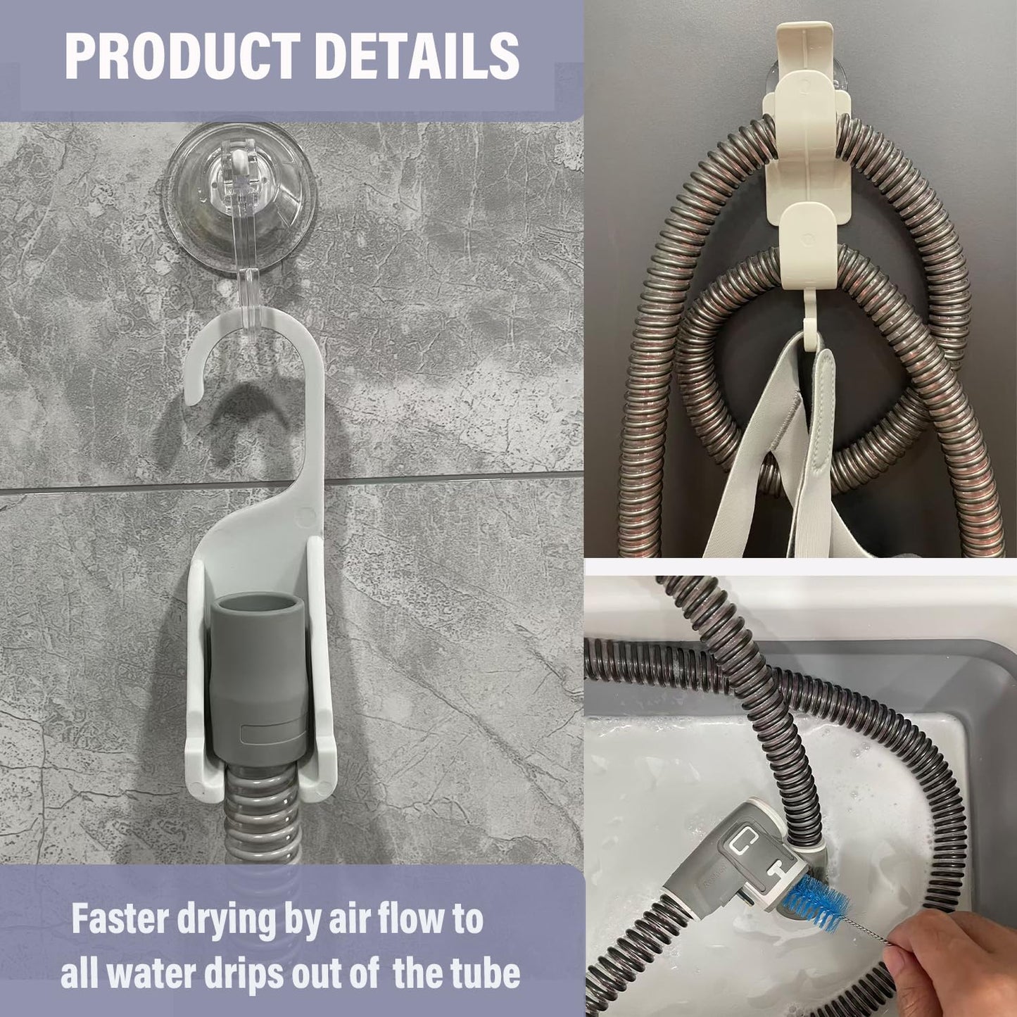 11 Pack CPAP Tube Cleaning Kit, Collapsible Wash Basin,CPAP Hose Hanger,CPAP Hose Holder for Bed,CPAP Hose Plugs,CPAP Tube Clips,Tube & Mask Cleaning Brush for 15-22mm Diameter Tubing with Storage Bag