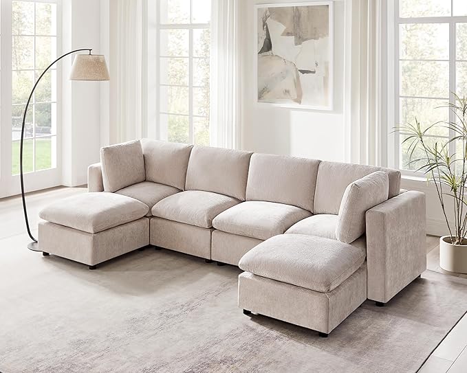 VANOMi Modular Sectional Sofa, Convertible Sofa Couch Modular Sofa with Ottoman, Sectional Sofas for Living Room Small Apartments