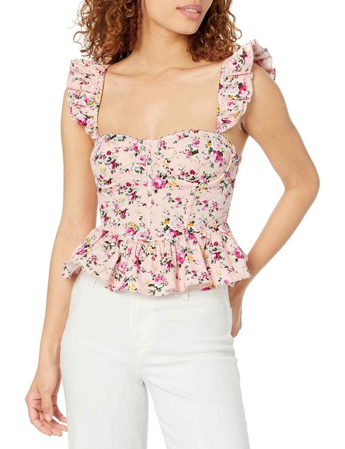 ASTR the label Women's BAYLIN TOP, Pink Floral, L