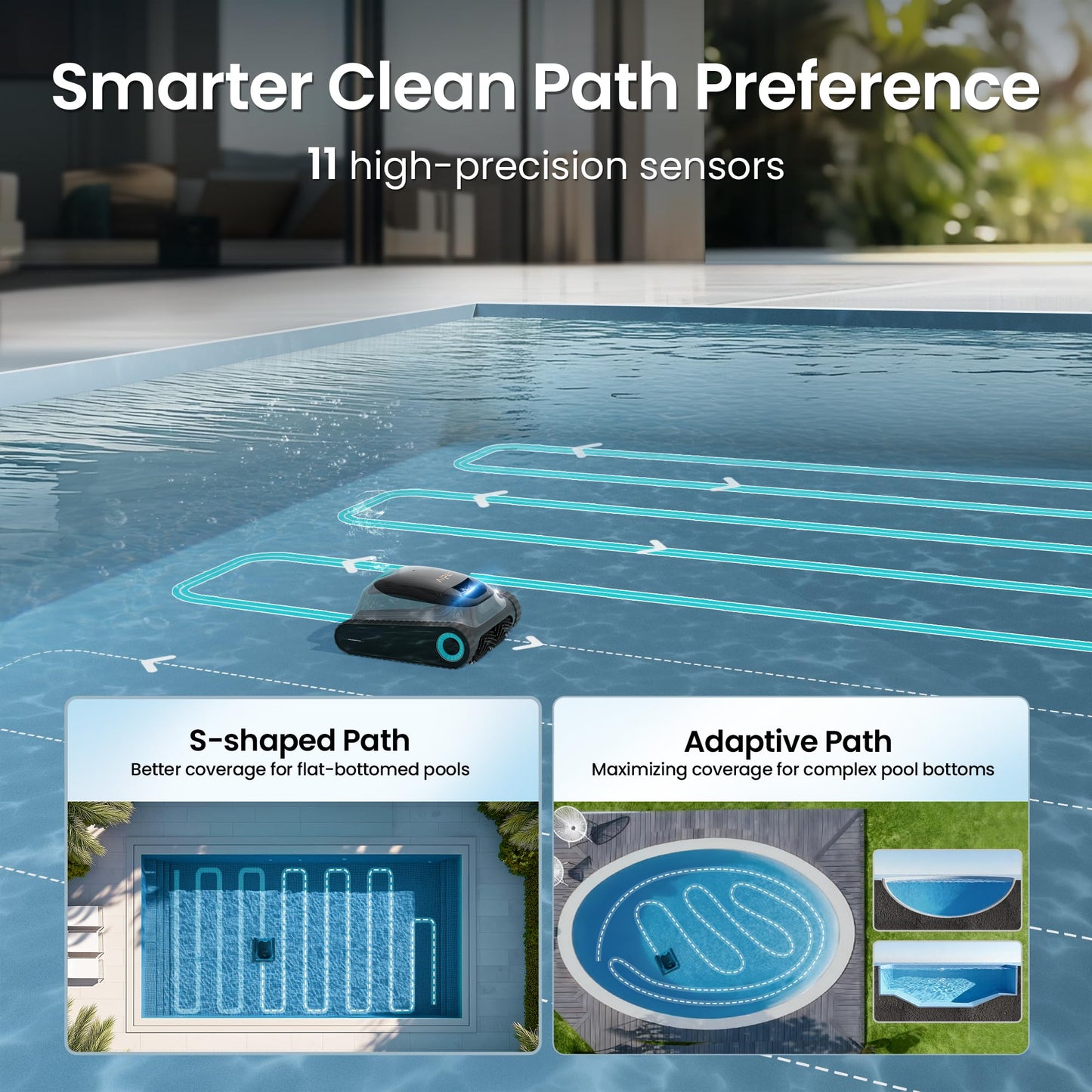 (2026 Upgrade) Aiper Scuba S1 Robotic Pool Cleaner, Weekly Custom Cleaning Plan, 270 Min Runtime, Over-the-Waterline Scrubbing, Smarter Navigation with 11 High-Precision Sensors, App Support-Gray