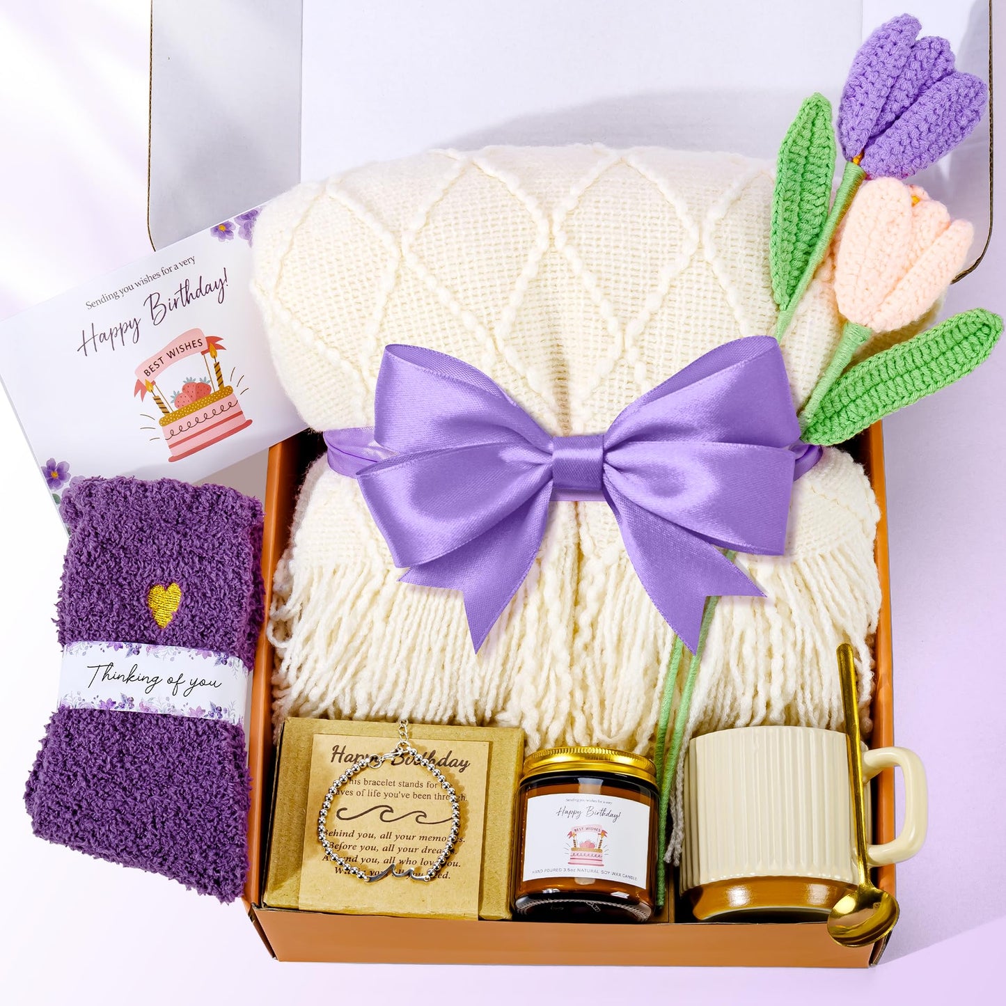 Birthday Gifts for Women, Unique Happy Birthday Gift Basket, Self Care Gift Care Package, Women Gifts for Birthday Box for Her Mom Grandma Sister Best Friend Wife Girlfriend Coworker