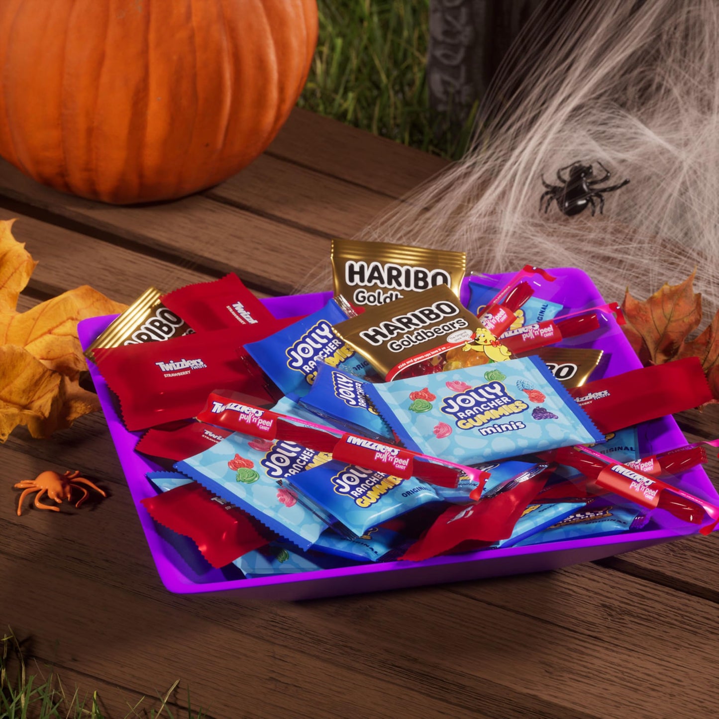 HARIBO, JOLLY RANCHER and TWIZZLERS Assorted Fruit Flavored, Halloween Candy Bulk Bag, 60.1 oz (165 Pieces)