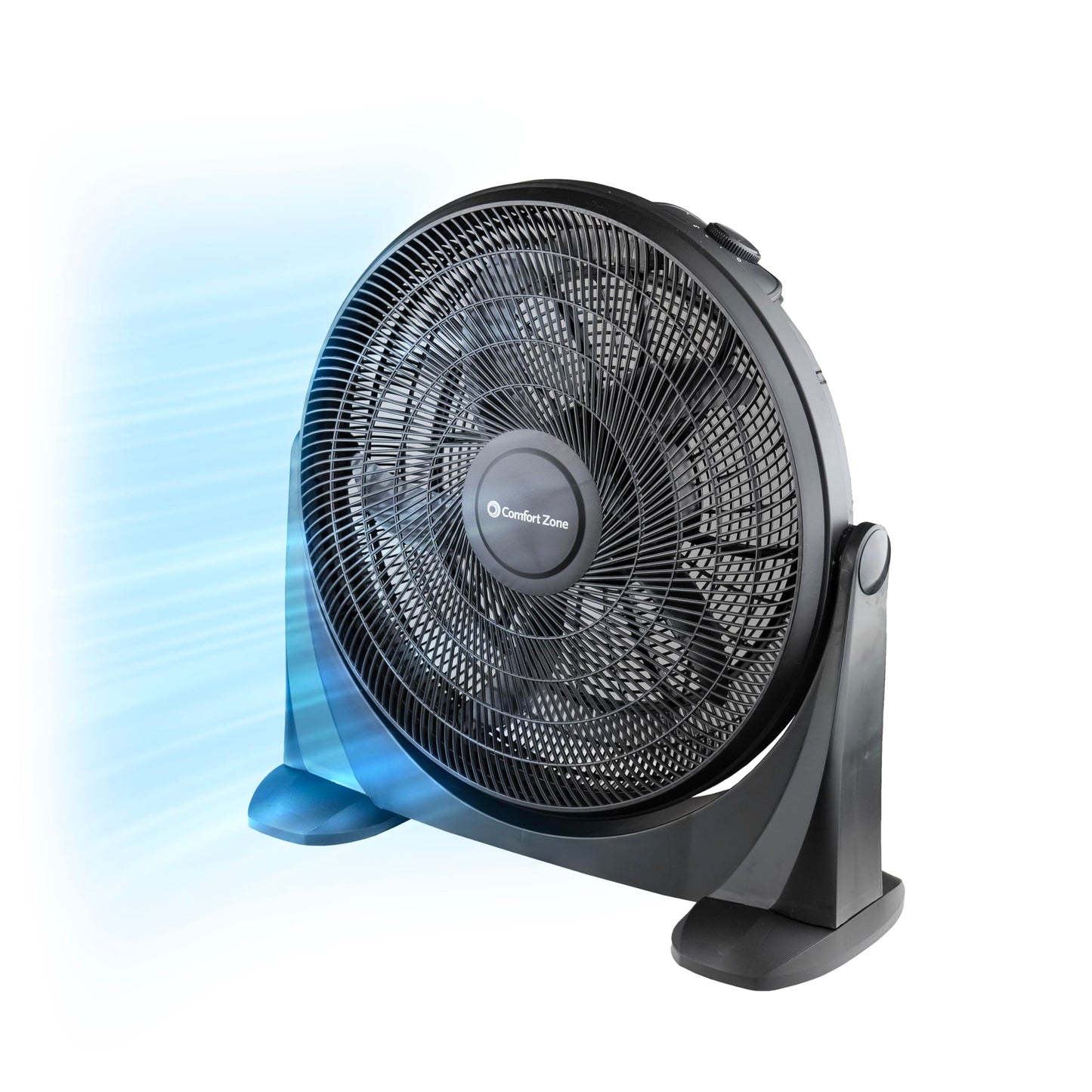 Comfort Zone 20-Inch High-Velocity Floor Fan With 3 Speeds, 180 Adjustable Tilt - Powerful Bedroom Fan For White Noise & Cooling