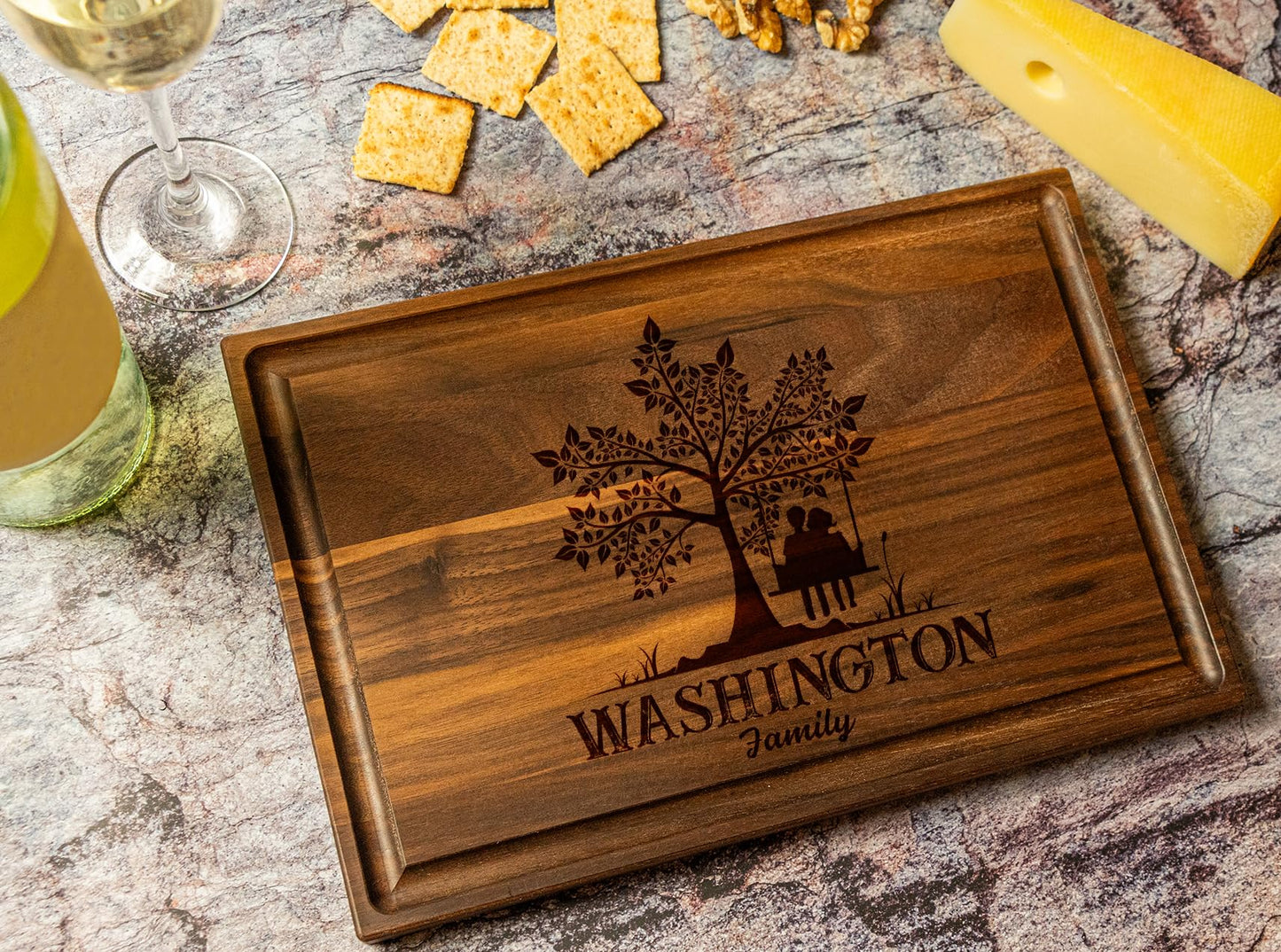 Silveroy Custom Wood Cutting Board Gift:Perfect Wedding & Anniversaries! Personalized Charcuterie Cheese Board for Couples, Friends, & Family. Ideal for Christmas, Bridal Shower, Housewarming