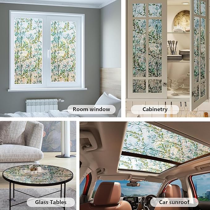 Finnez Window Privacy Film 3D Static Cling Window Film, No Glue Heat Control & 96% UV Blocking for Home Office, Decorative Frosted Glass Cover 11.8 Inch x 13.1 Feet