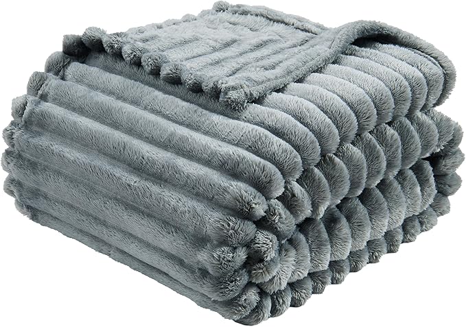 SUPRYNEX Gray Fleece Twin Size Blanket for Bed, Super Soft Cozy Blanket for Home Decor, Perfect Cozy Gifts for Women Men G...