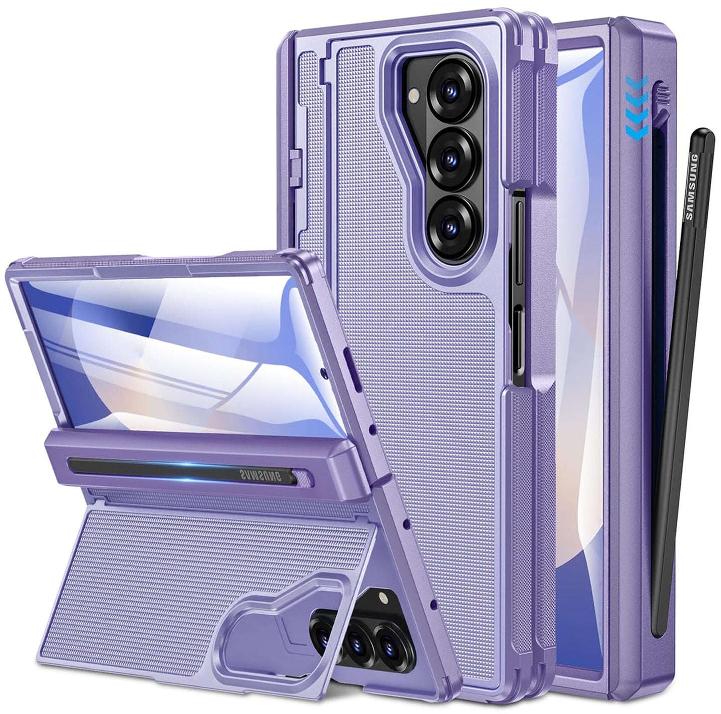 Ninki For Samsung Z Fold 7 Case With S Pen Holder & Hidden Kickstand, Built In Screen Protector Hinge Shockproof Hard Phone Cove