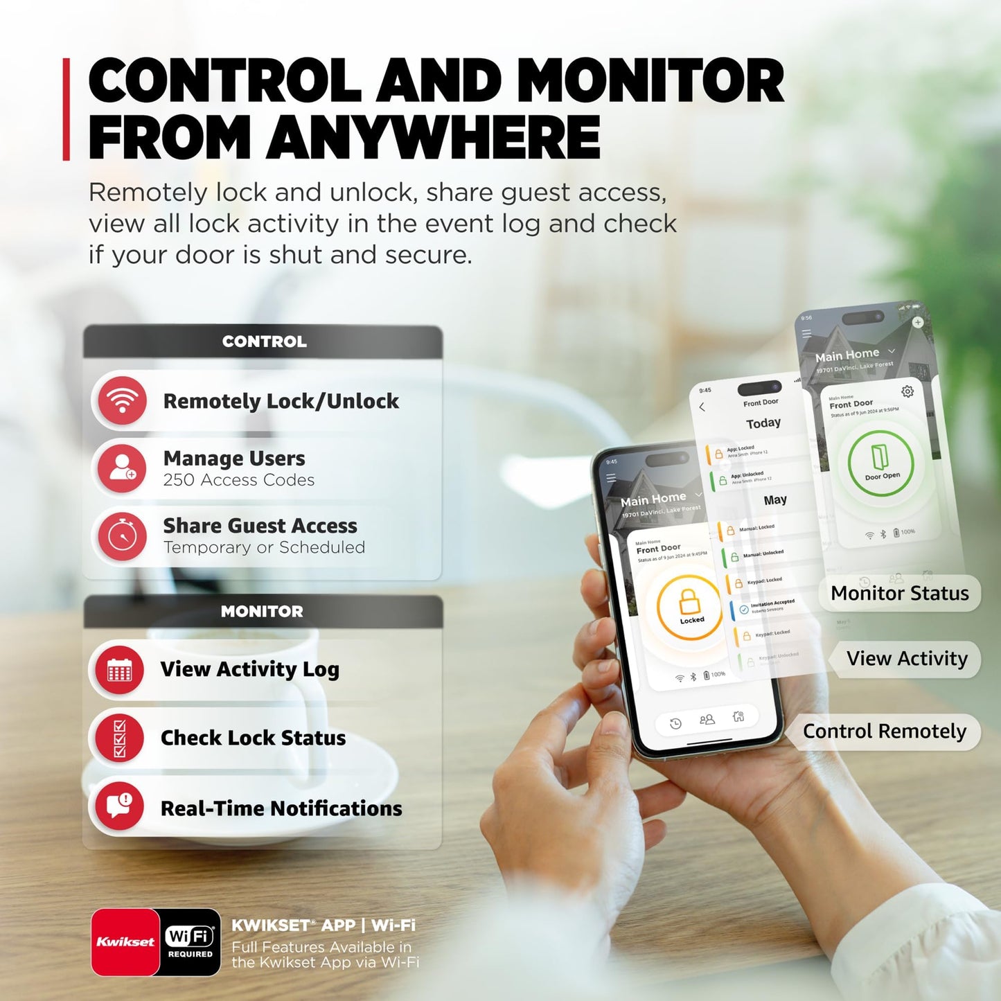 Kwikset Halo Select Plus Matte Black Touchscreen Apple Home Keys Tap-to-Unlock, Wi-Fi and Matter Enabled Smart Lock Deadbolt with Door Status Sensor and Intrusion Detection