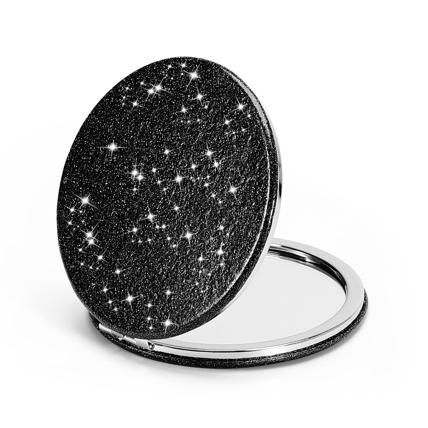 Dynippy Compact Mirror 3.15 inch Double-Sided 1X/2X Magnifying Bulk Pu Leather Makeup Mirrors Round Mirror for Purses Small Pock