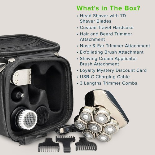 ScapeGear Premium Head Shavers for Bald Men Kit with Free Travel Case, Wet and Dry Shave No Mess Electric Razor for Men with PalmFlex 7D Smooth Electric Shavers