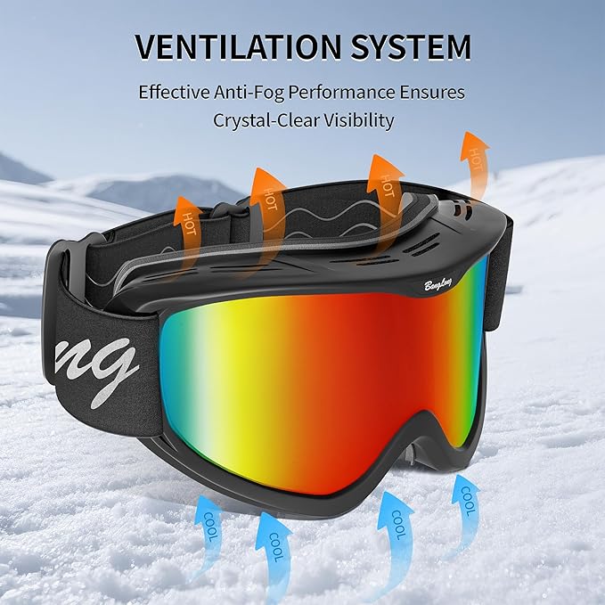 BangLong Ski Goggles, Snowboard/Snow Goggles Anti Fog UV Protection Design for Men Women Skiing, Skating,Snowmobilet,Youth