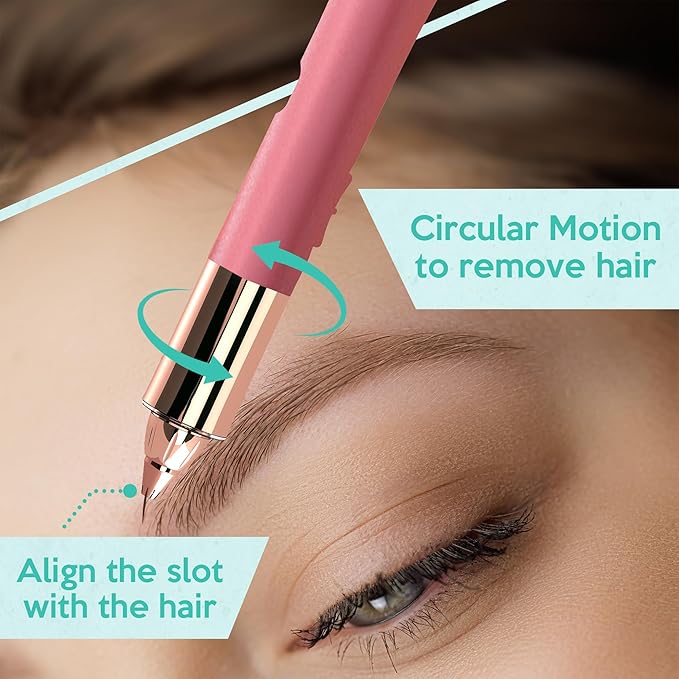 2 in 1 Eyebrow and Facial Hair Remover for Women Painless Electric Razor Epilator Trimmer Shaver with 18K Gold-Plated, USB Rechargeable, 360° LED for Flawless Eyebrow and Face Hair Removal