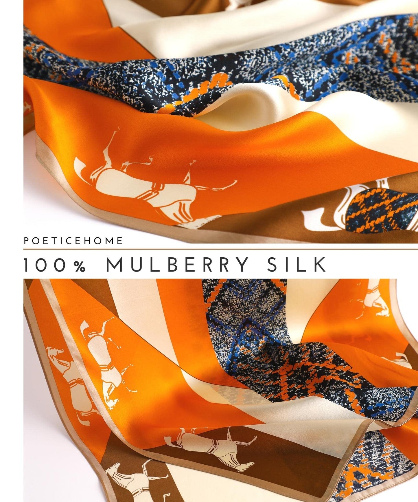 PoeticEHome 100% Mulberry Silk Long Scarf Wrap - Lightweight Large Shawl for Women Head, Neck, and Hair, with Gift Packaging