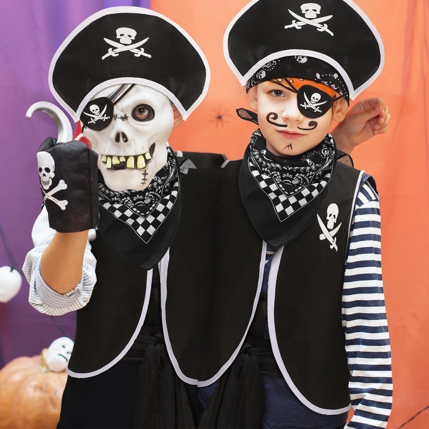 Bencailor 6 Pcs Kids Pirate Costume Accessories Set for Kids Pirate Role Play for Boys Toddlers Girls Halloween Party Cosplay Dress up