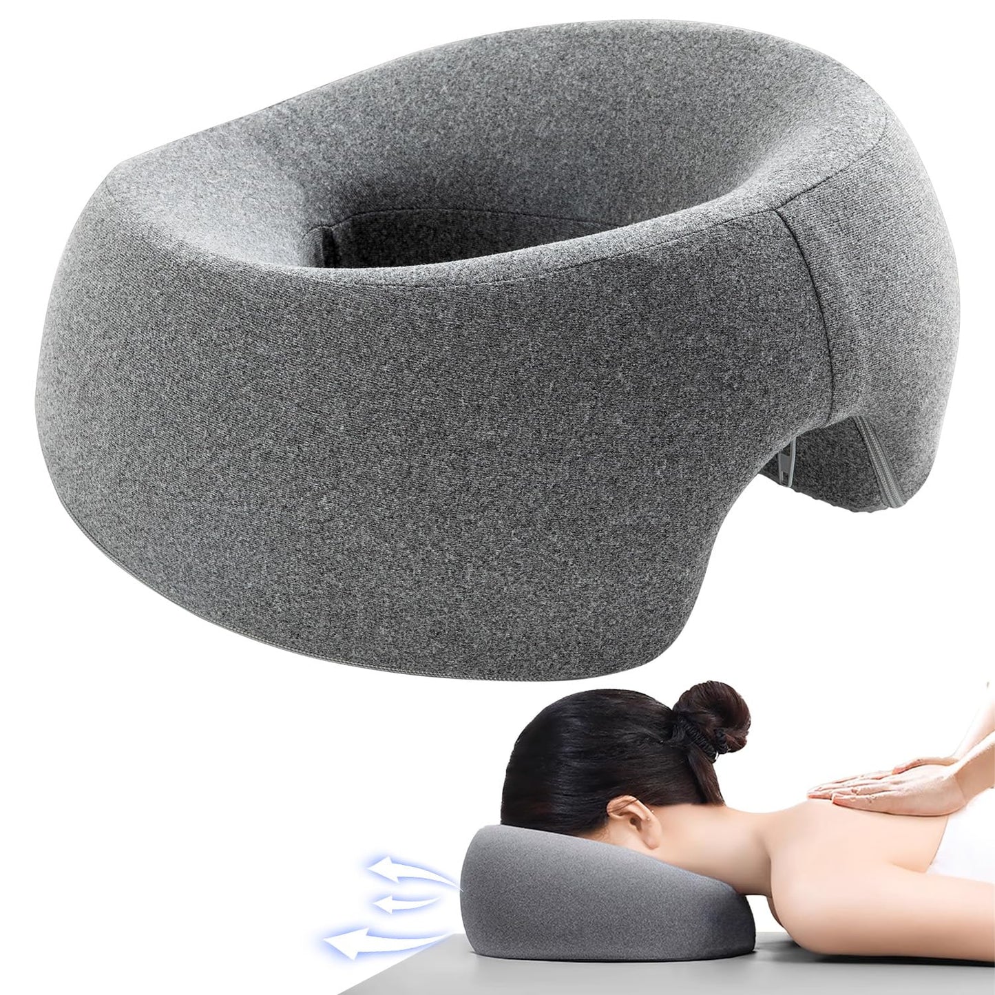 Face Down Pillow Massage Headrest for Bed,Pillow with Air Vent, Face Cradle, Massage/BBL Pillow After Eye Surgery Adjustable Memory Foam Stomach Sleeping Pillow for Rest and Recovery Reimagined