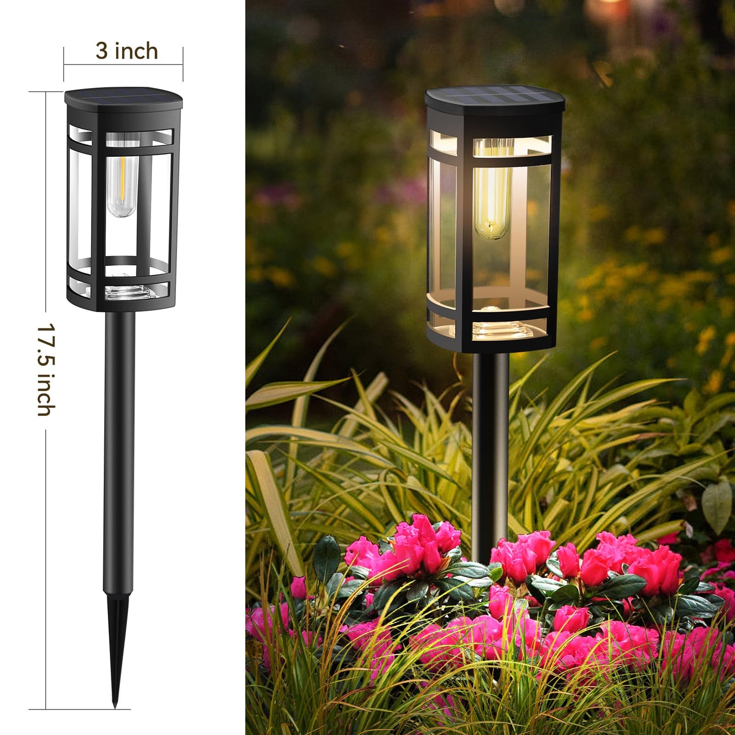 EXCMARK 12 Pack Solar Lights Outdoor Waterproof for Garden Pathway Walkway Driveway Yard Lawn Decorative Landscape Lighting. (Warm White Light, 12)