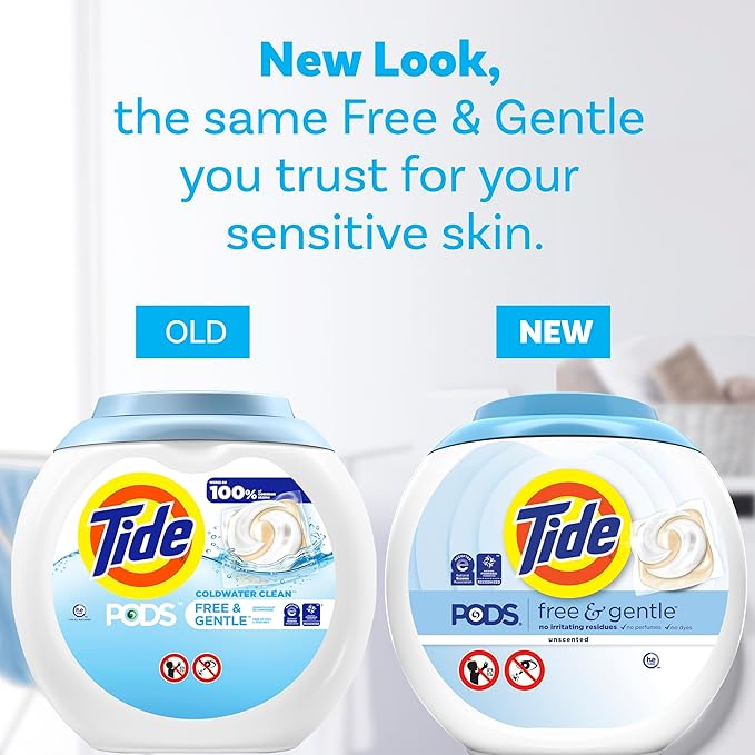 Tide PODS Free & Gentle Laundry Detergent Soap Pacs, 112 Count, Tide PODS Laundry Detergent, Laundry Detergent Pacs, Laundry PODS Detergent
